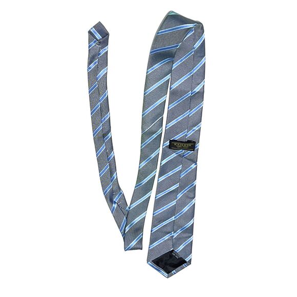 Kailong Striped Blue Grey 100% Silk Tie - Picture 6 of 6